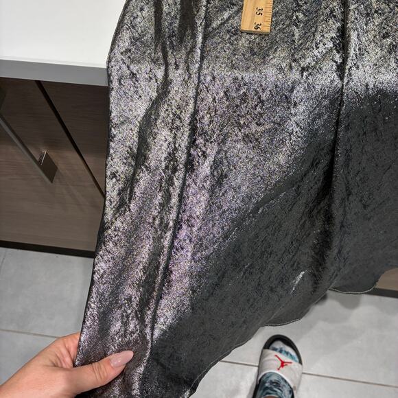 Zara Silver Metallic Satin Cowl Neck Slip Dress Medium - Picture 10 of 11